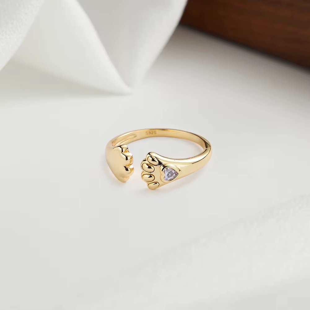 Inel reglabil argint 925, JW1758, model labuta, placat cu aur