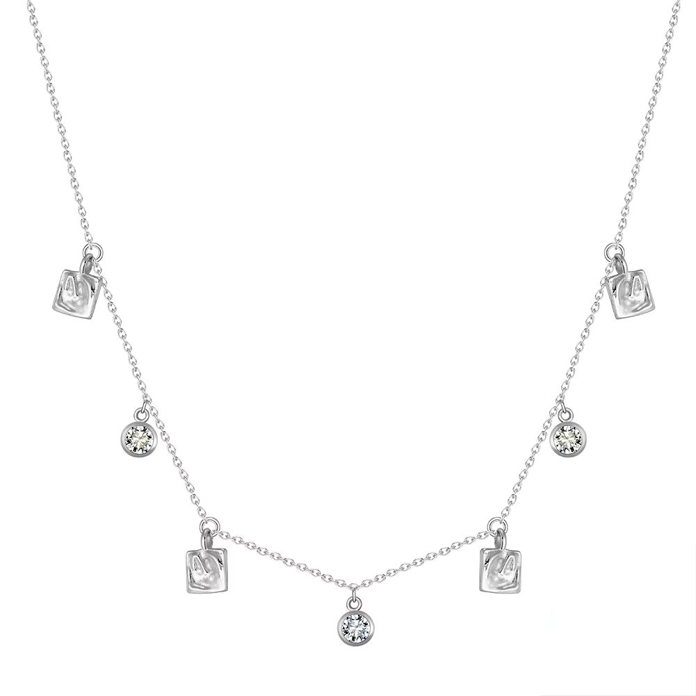 Lantisor argint 925, JW1766, model tip chocher, placat cu rodiu