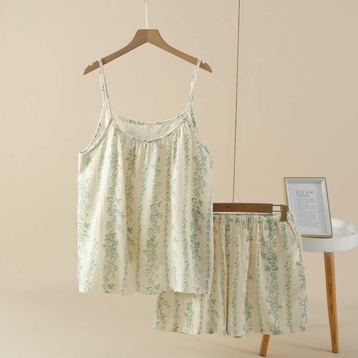 Pijama dama "Summer Nights" din doua piese, PJ030, Crem