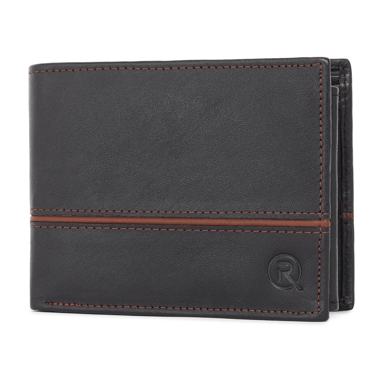 Portofel barbati Ronno, Frederic PT1468, piele naturala, Negru - Maro