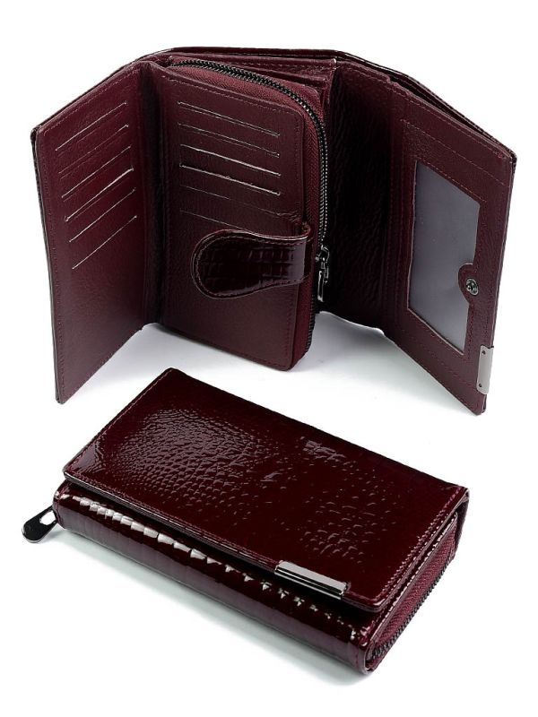 Portofel dama, 5261, piele naturala, Bordo