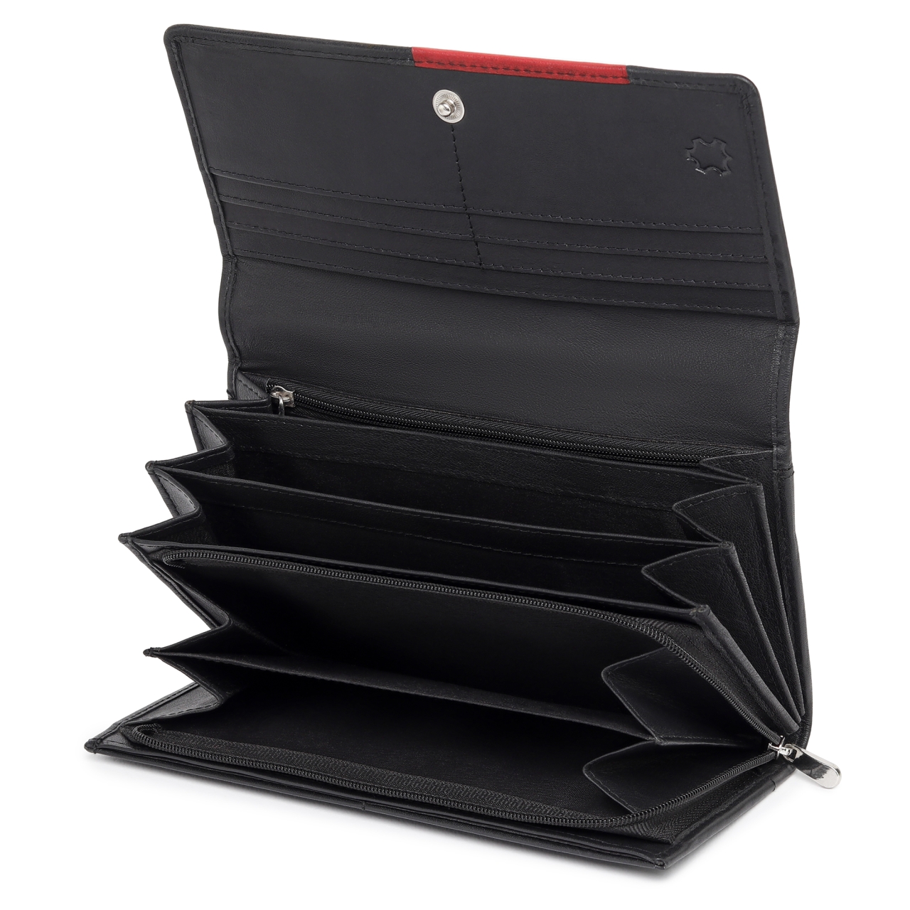 Portofel dama Marquise, Nectaria PT1466, piele naturala, Negru/Rosu - imagine 3