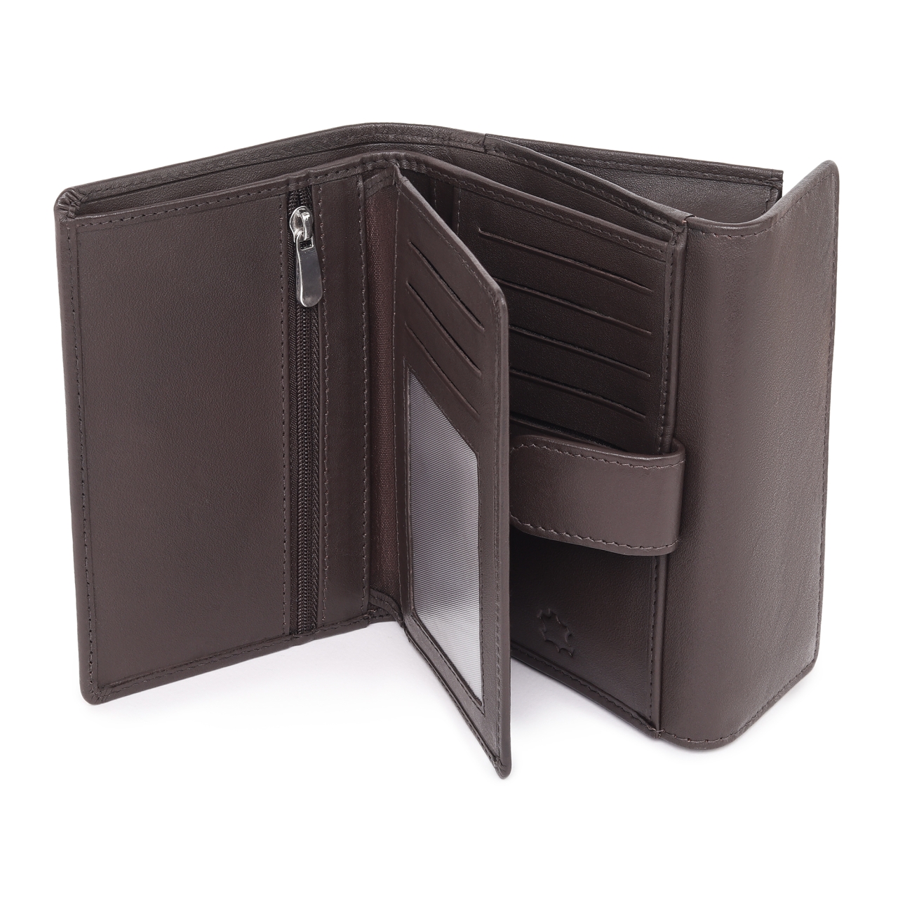 Portofel dama Marquise, Perseida PT1457, piele naturala, Maro inchis - imagine 3