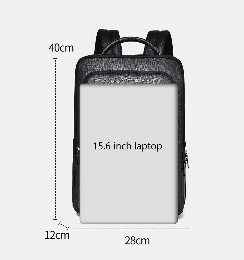 Rucsac bărbați, compartiment laptop, port USB, buzunar frontal, negru — imaginea 6