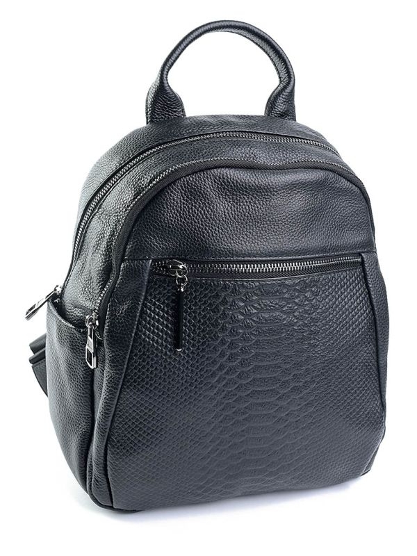 Rucsac dama, 8127, piele naturala, Negru