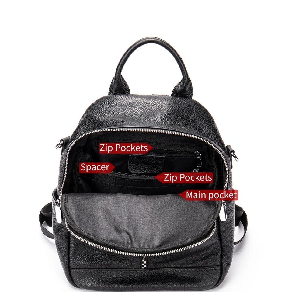 Rucsac dama Delis, Alizeh GT2559, piele naturala, Negru