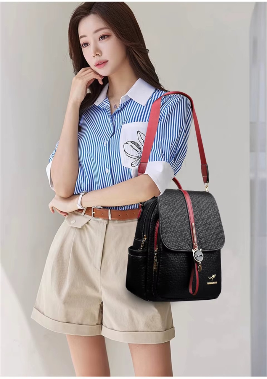 Rucsac dama, Iliris GT3605, Negru/Rosu - 1 | YEO
