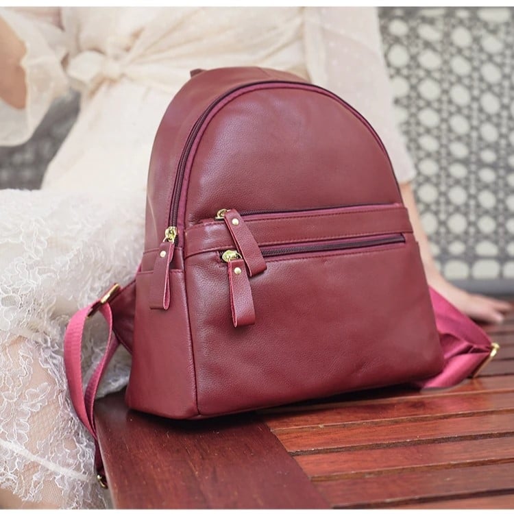 Rucsac dama, Lotus GT3069, piele naturala, Bordo - 2 | YEO