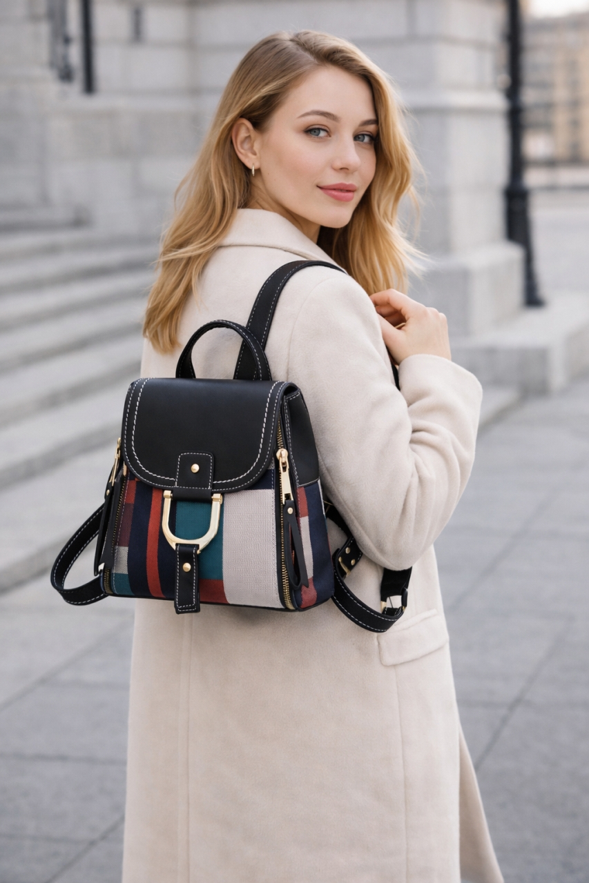 Rucsac dama, Prema GT453, model negru - multicolor - imagine 2