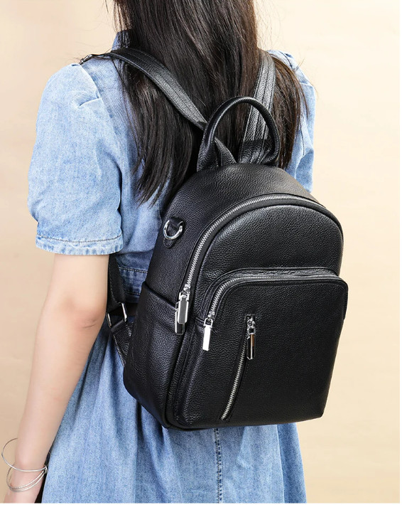 Rucsac de dama, Arianwen GT2737, piele naturala, Negru