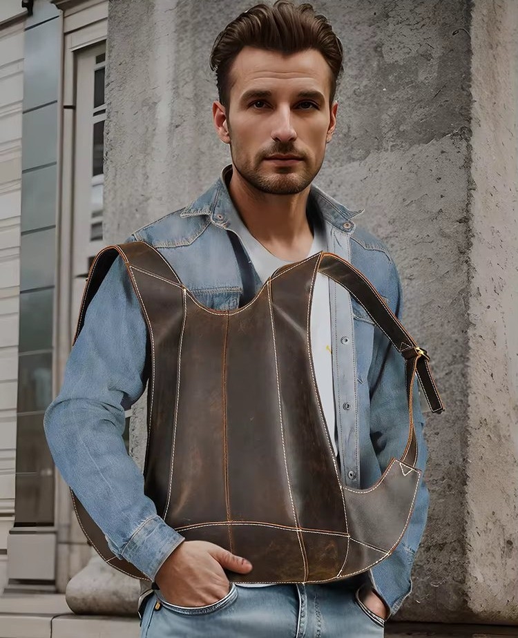 Rucsac pentru barbati, Draven GT3316, piele naturala, Cognac - 2 | YEO