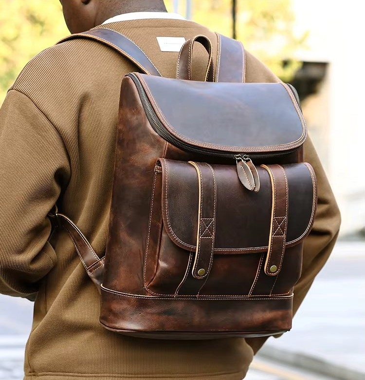 Rucsac pentru barbati, Serian GT3330, piele naturala, Maro - 3 | YEO