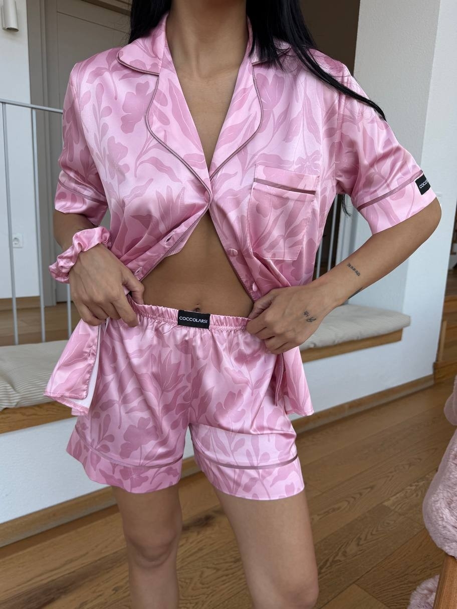 Set pijama dama din doua piese, cu nasturi – 2500076, Rosé Silk - imagine 2