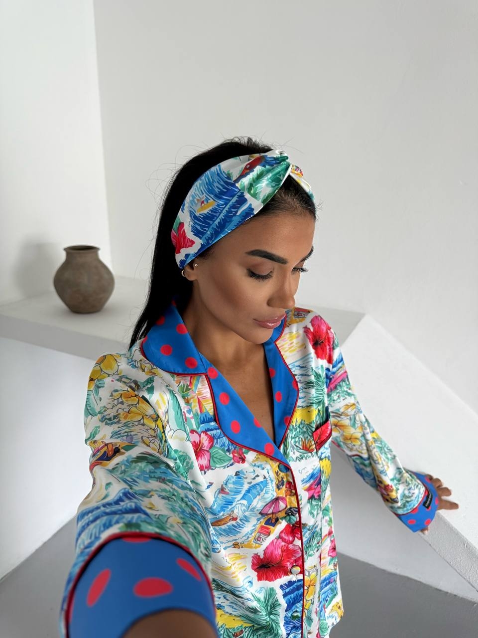 Set pijama dama din doua piese, cu nasturi – 2500263, Exotic Vibes - imagine 5