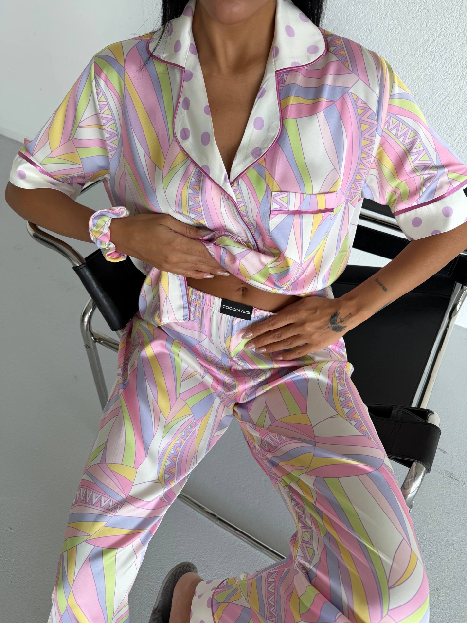 Set pijama dama din doua piese, cu nasturi – 2500370, Pastel Vibes - imagine 6