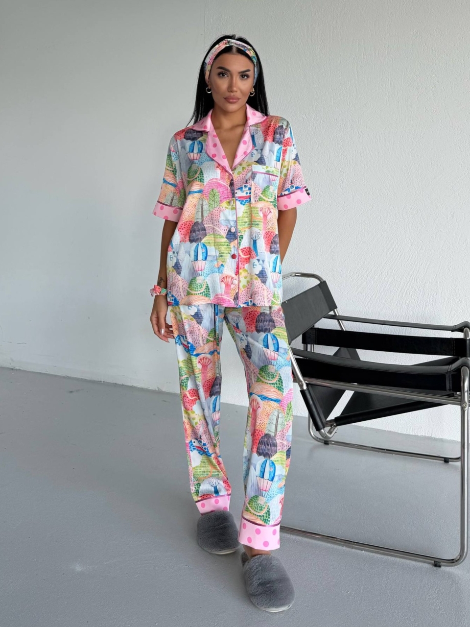 Set pijama dama din doua piese, cu nasturi – 2500371, Playful World