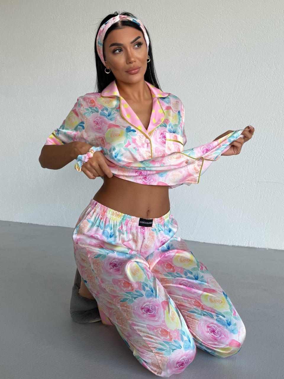 Set pijama dama din doua piese, cu nasturi – 2500374, Sunny Roses - imagine 4