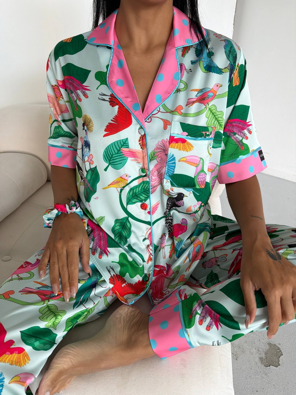 Set pijama dama din doua piese, cu nasturi – 2500376, Paradise Garden - imagine 7