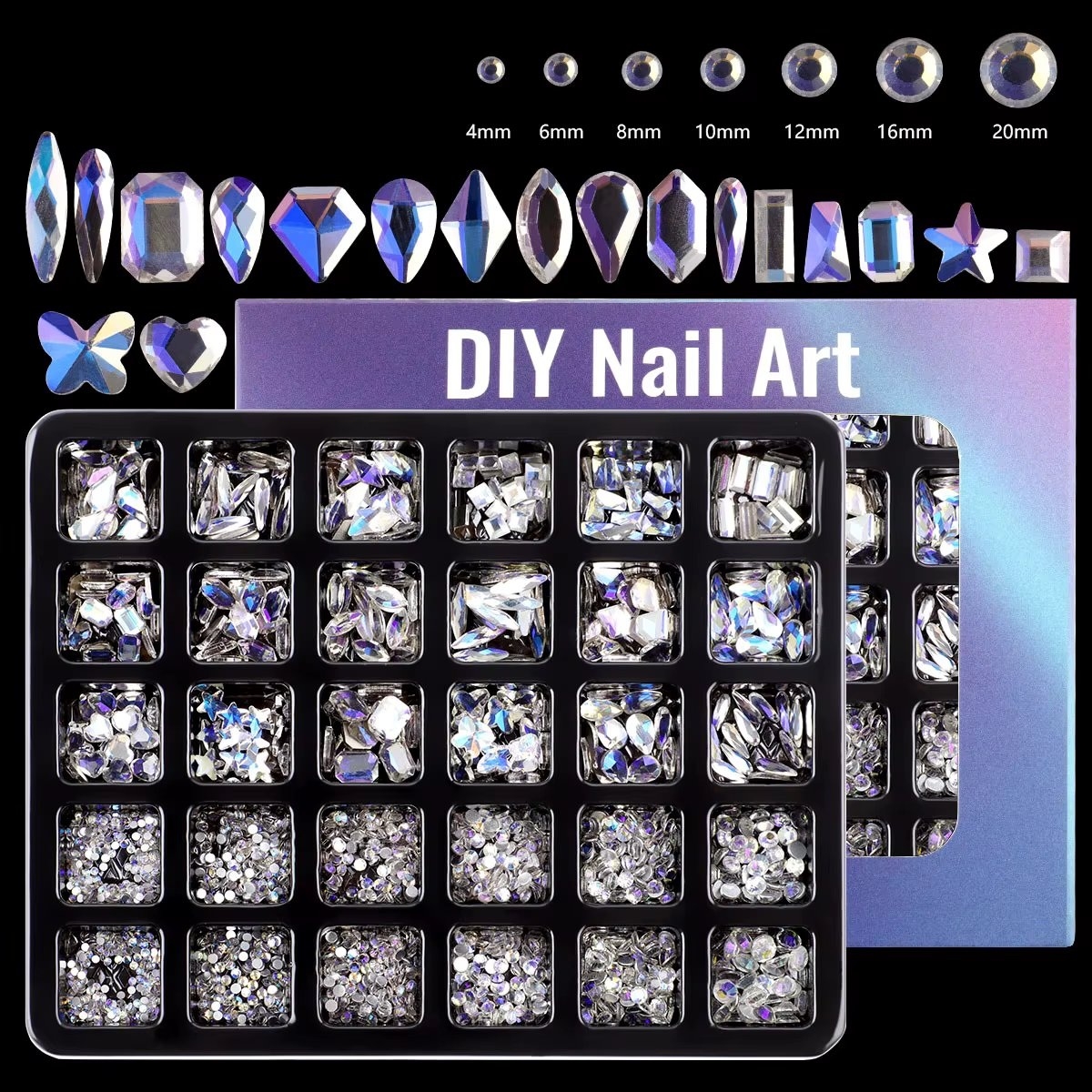 Strasuri unghii Marquise, RHINE65, Multicolor