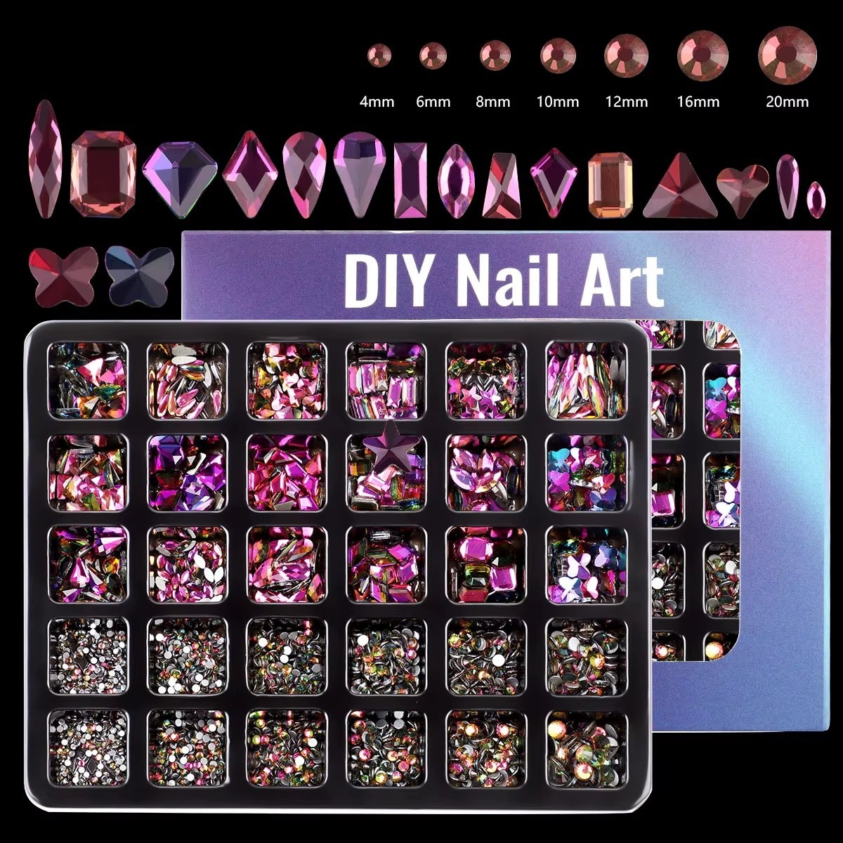 Strasuri unghii Marquise, RHINE75, Multicolor