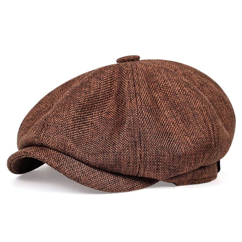 Bască bărbați țesătură herringbone, model newsboy, maro