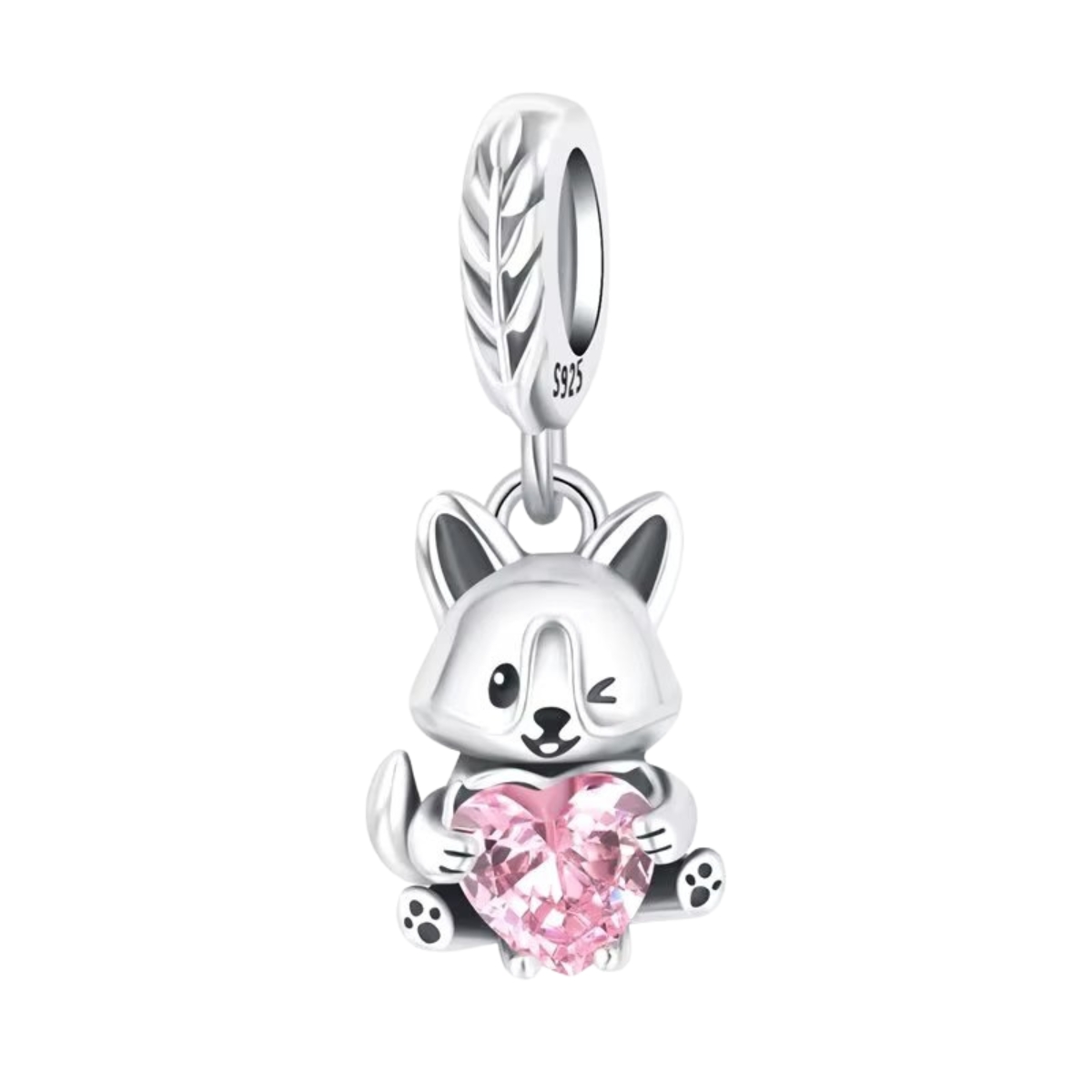 Charm/talisman argint 925, JW1651, model pisica, placat cu rodiu