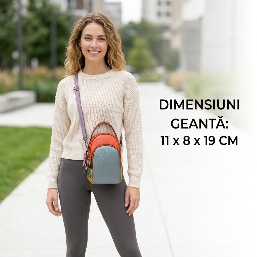 Geanta dama, Orantha GT3344, piele naturala, Multicolor - imagine 2