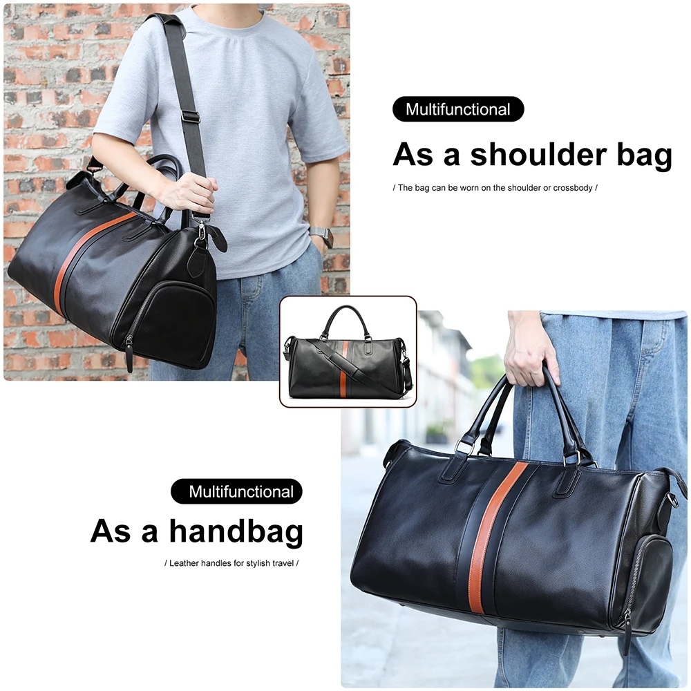 Geanta de calatorie, Alviro GT3803, piele naturala, Negru - imagine 3