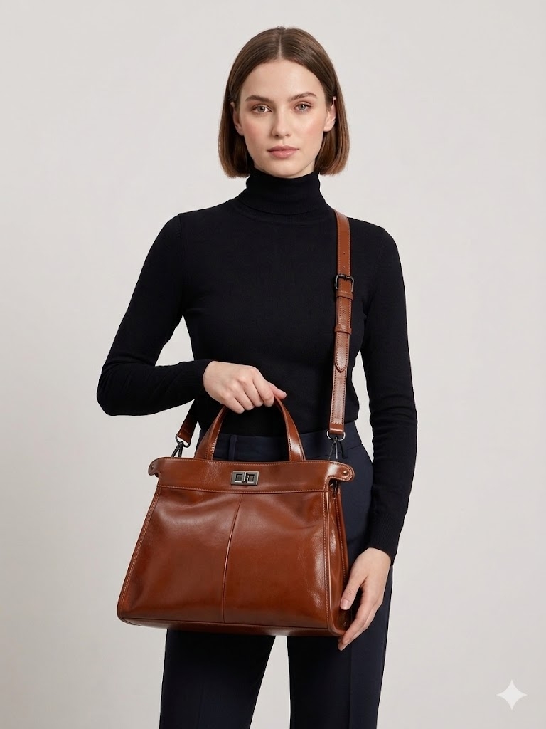 Geanta de dama, 9903, piele naturala, Maro inchis - imagine 2