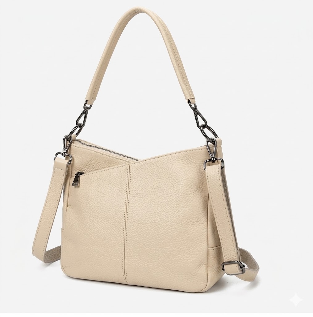 Geanta de dama, Anabelle GT3839, piele naturala, Ekru