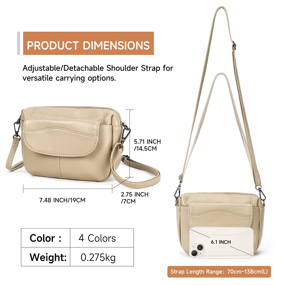 Geanta de dama, Julia GT3830, piele naturala, Crem - imagine 4