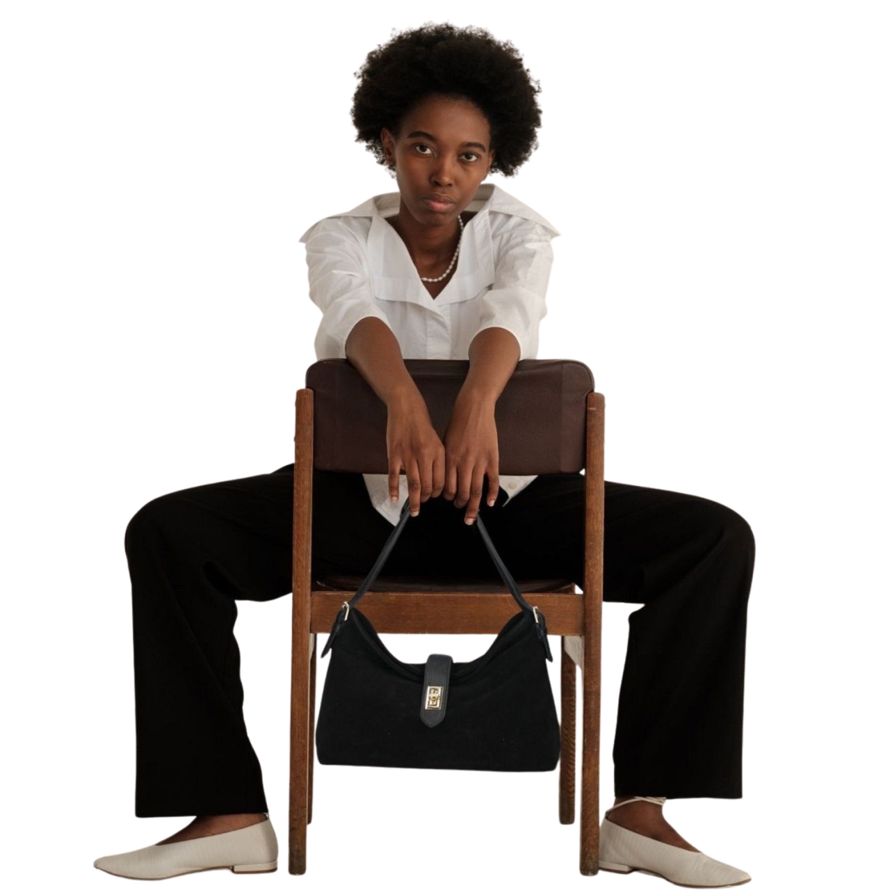 Geanta de dama, Mareta GT3849, piele intoarsa, Negru - imagine 2