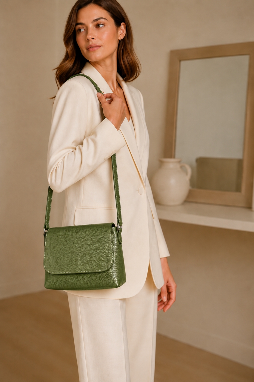 Geanta de dama, Mirabela GT3897, piele naturala, Verde - imagine 2
