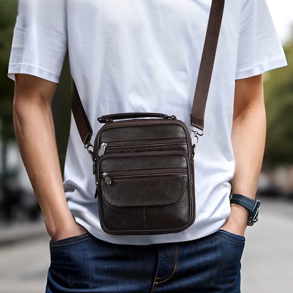 Geanta de umar pentru barbati, Oriol GT3262, piele naturala, Negru - 1 | YEO