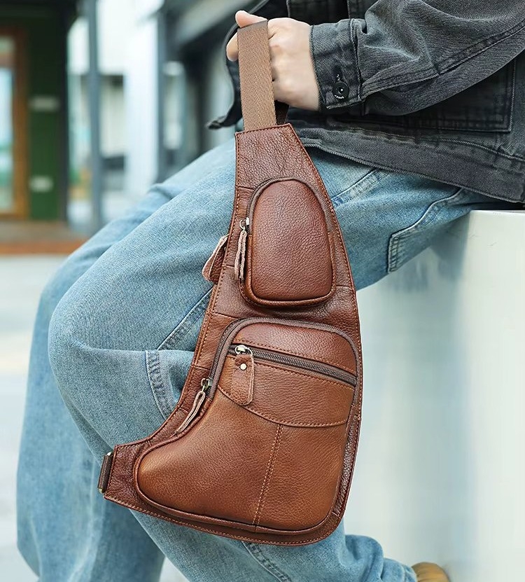 Geanta pentru barbati, Nael GT3312, piele naturala, Maro - 1 | YEO