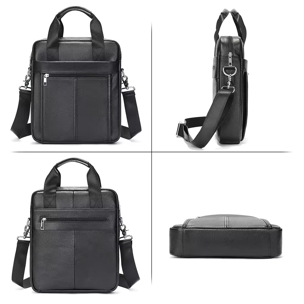 Geanta pentru barbati, Theon GT3255, piele naturala, Negru