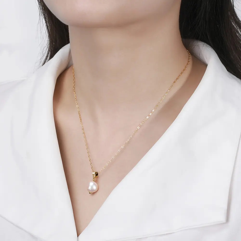 Lantisor argint 925, JW1537, model perla, placat cu rodiu - 1 | YEO