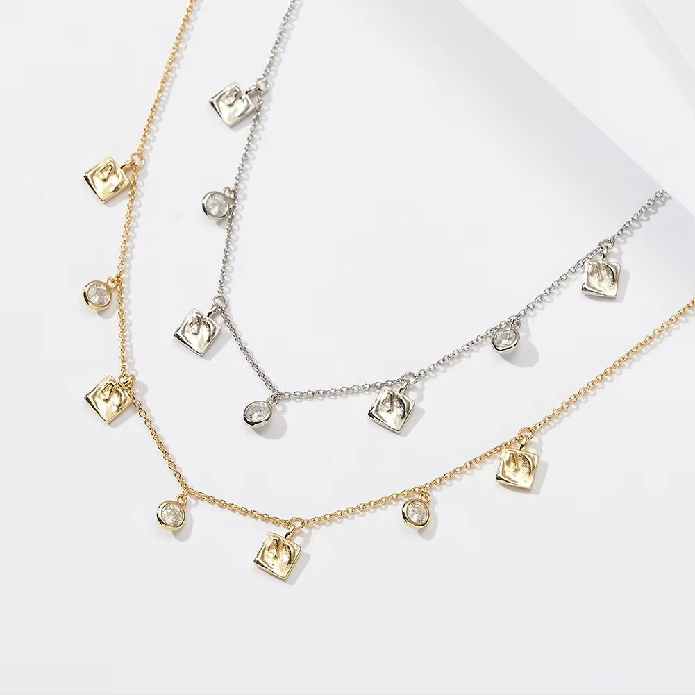 Lantisor argint 925, JW1766, model tip chocher, placat cu rodiu