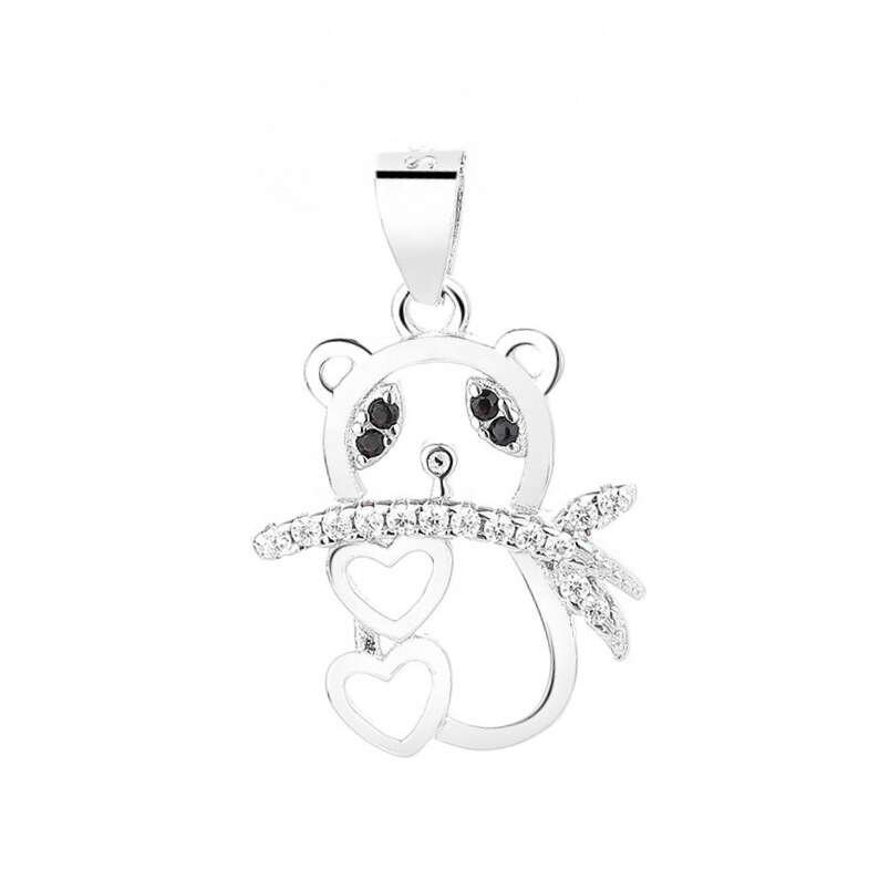 Pandantiv argint 925, JW1600, model panda, placat cu rodiu