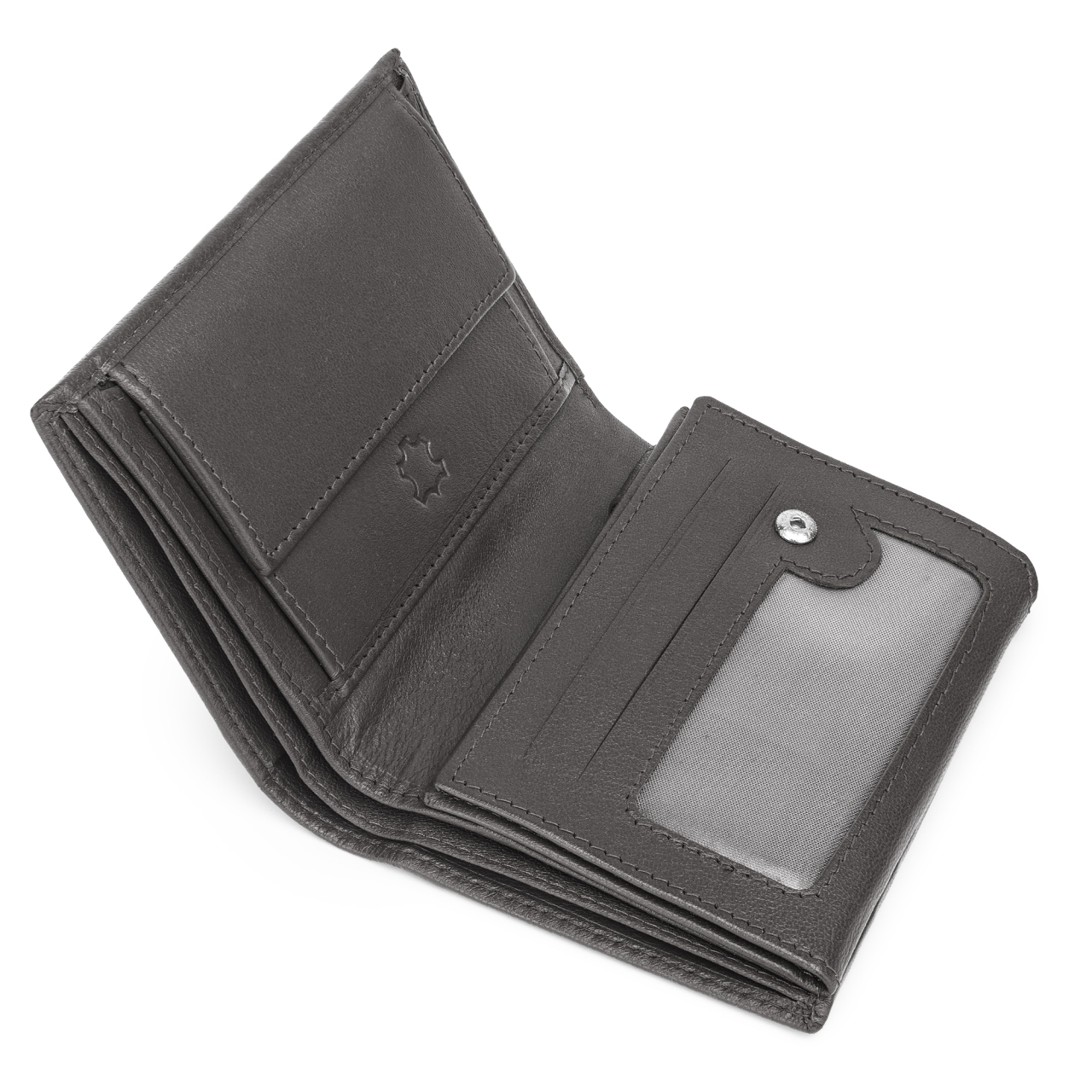 Portofel bărbați Ronno piele naturală, model vertical pliabil, negru — imaginea 3