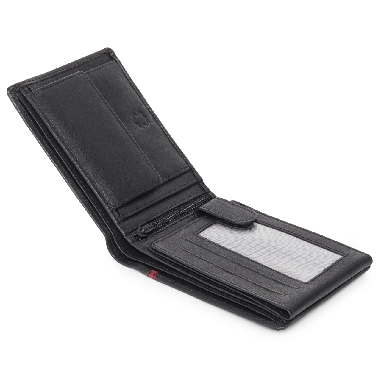 Portofel barbati Ronno, Traian PT1447, piele naturala, Negru / Rosu - imagine 3