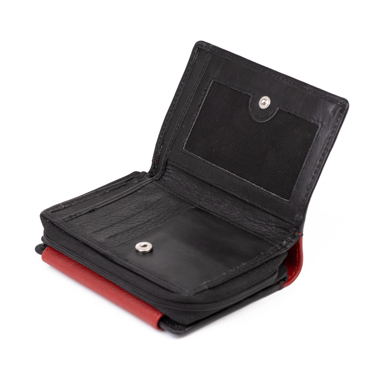 Portofel dama Delis, Verena PT1241, piele naturala, Negru-Rosu