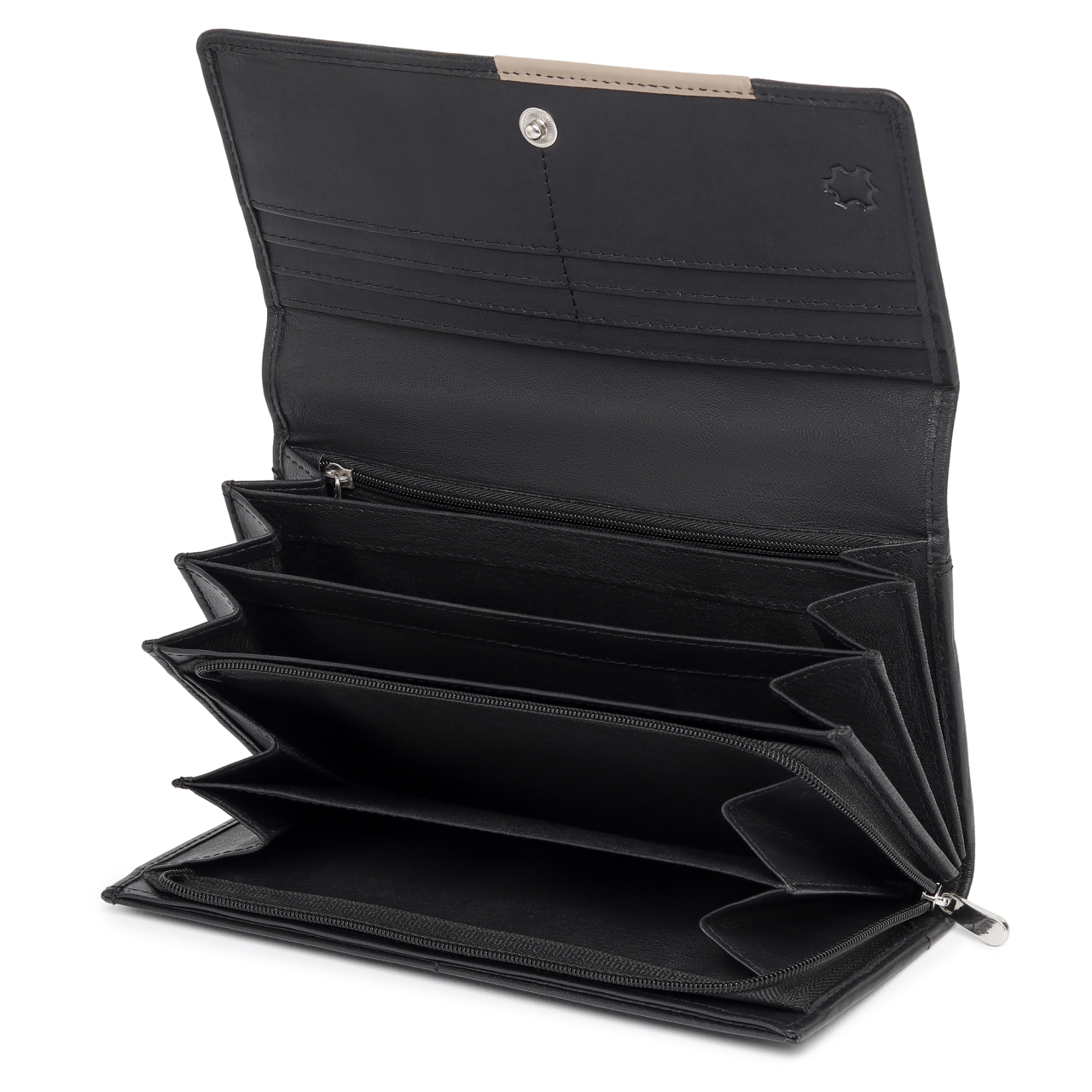 Portofel dama Marquise, Nectaria PT1465, piele naturala, Negru/Crem - imagine 4