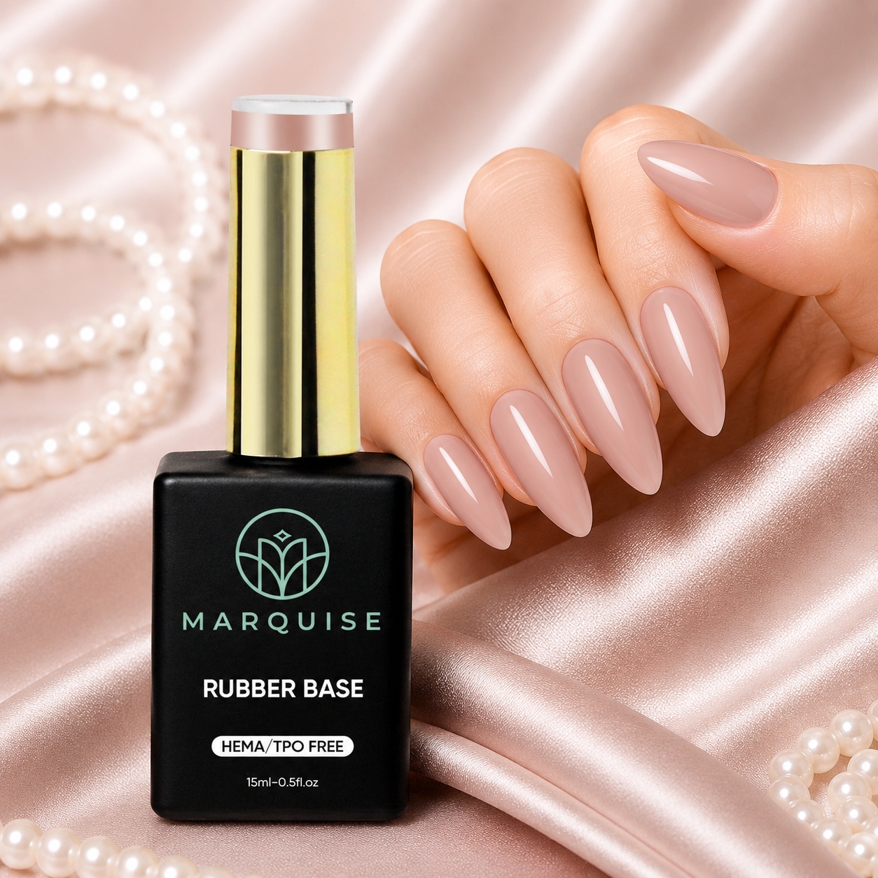 Rubber base gel unghii, HEMA și TPO free, nude cald, 15 ml, Marquise CBB080 — imaginea 2