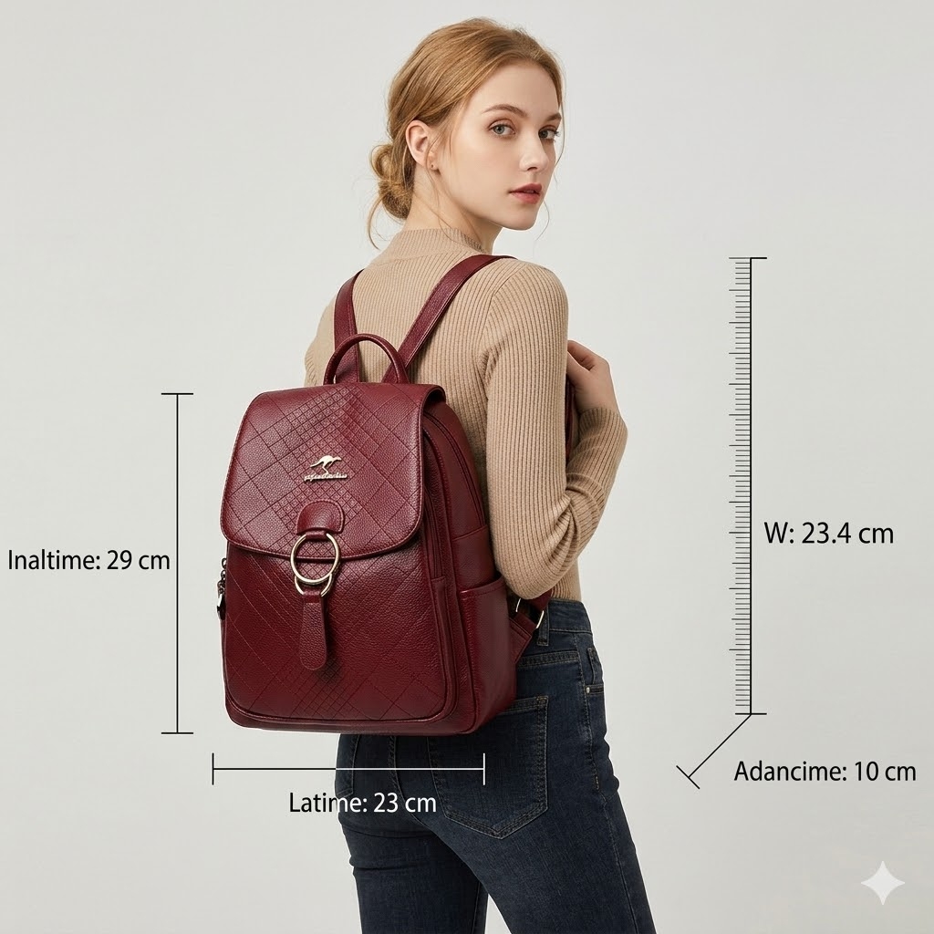 Rucsac dama, Greta GT742, bordo - imagine 2