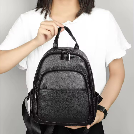 Rucsac de dama, Eulalia GT2736, piele naturala, Negru