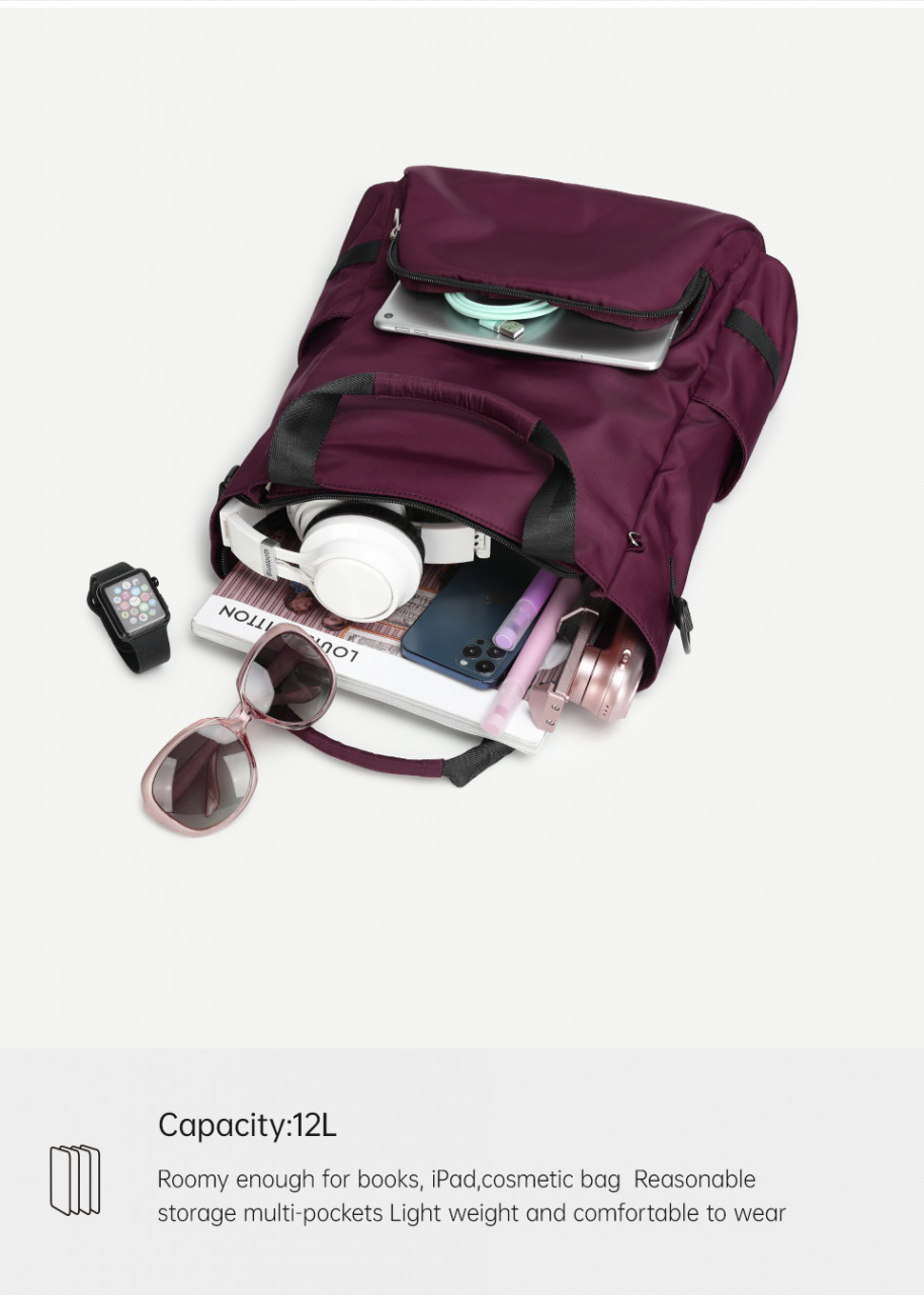 Rucsac geantă 2 în 1 unisex, material textil, curea de umăr, bordo — imaginea 4