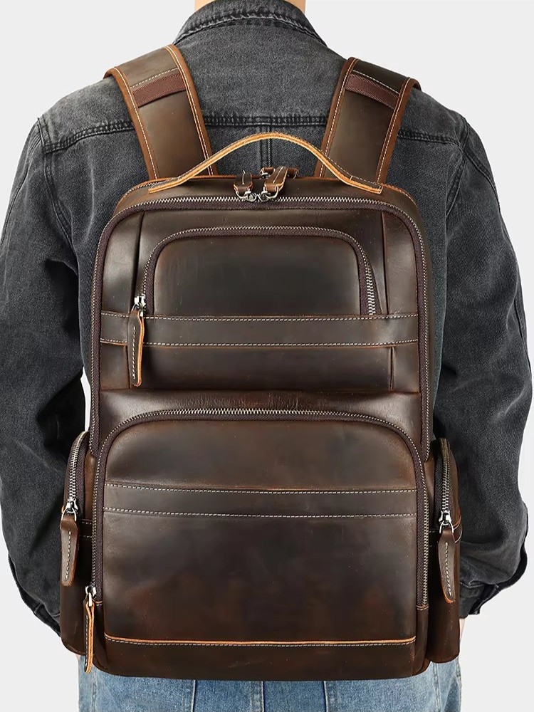 Rucsac pentru barbati, Alaric GT3320, piele naturala, Maro inchis - 1 | YEO
