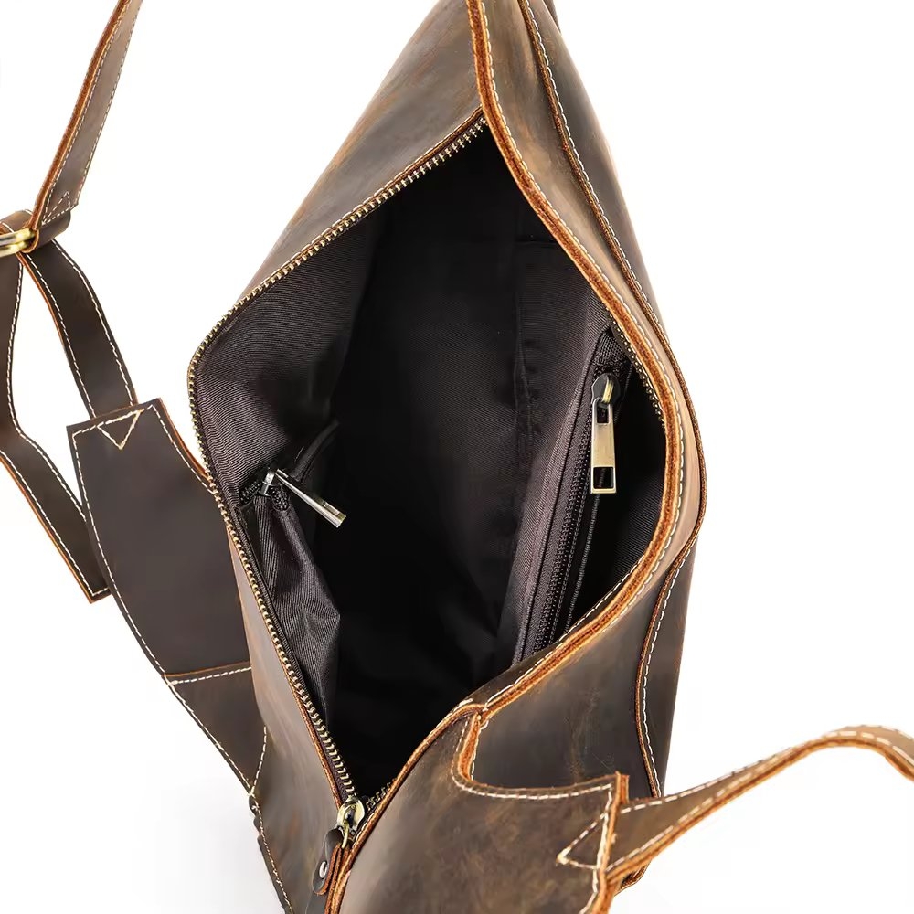 Rucsac pentru barbati, Draven GT3316, piele naturala, Cognac - 3 | YEO