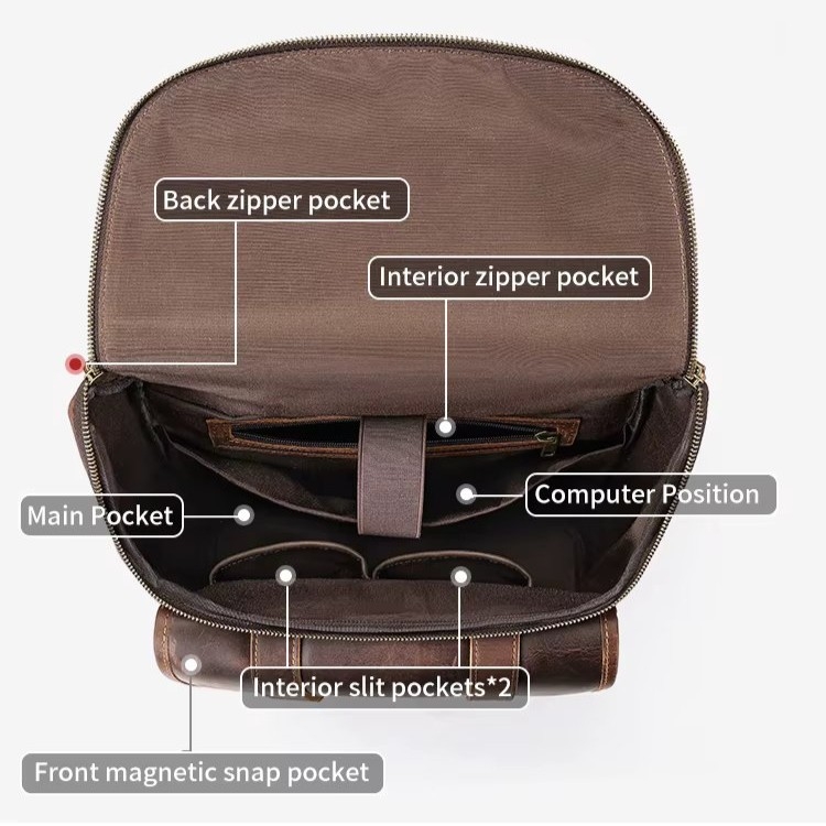 Rucsac pentru barbati, Serian GT3330, piele naturala, Maro